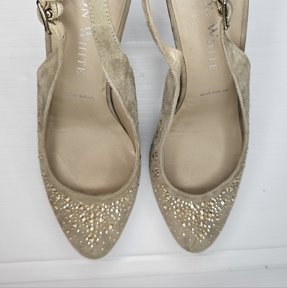 Ron White "Vivian Crystal" Fawn Amber Slingback – Size 36.5, New, Without Box - Picture 4 of 12